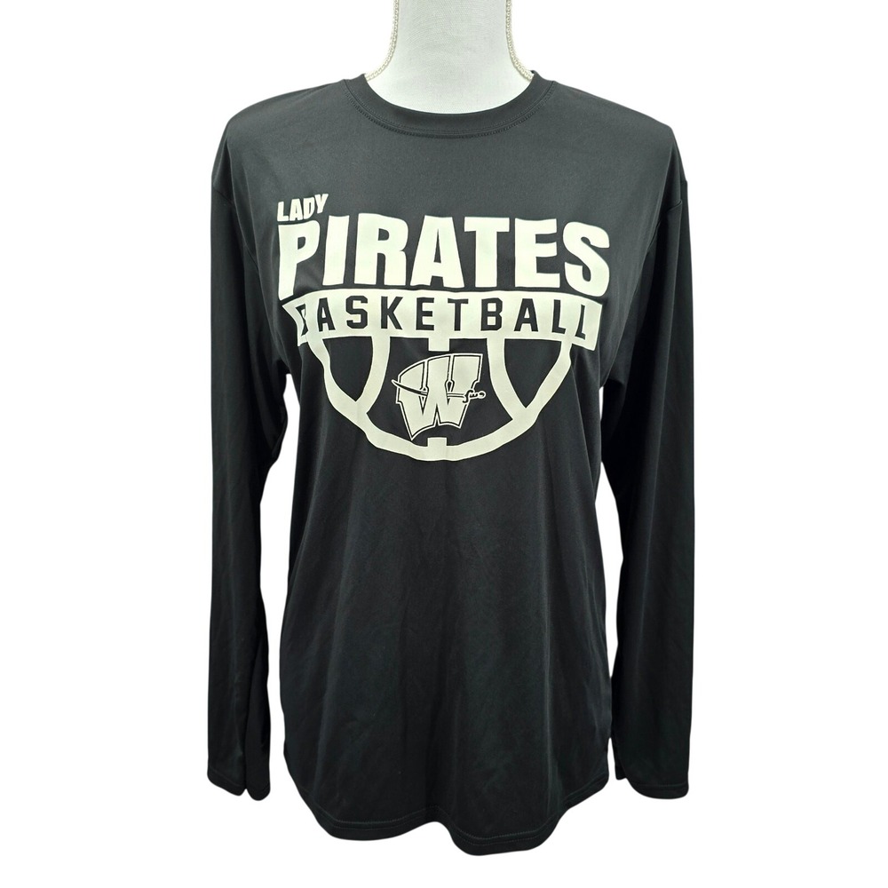 A4 Black‎ Long Sleeve Lady Pirates Basketball Activewear Top Small
